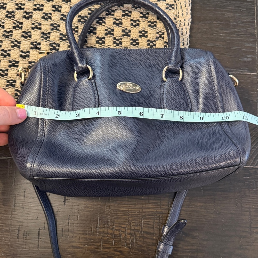 Navy Women's Leather Satchel Handbag - Classic Structured Purse navy - Picture 7 of 8